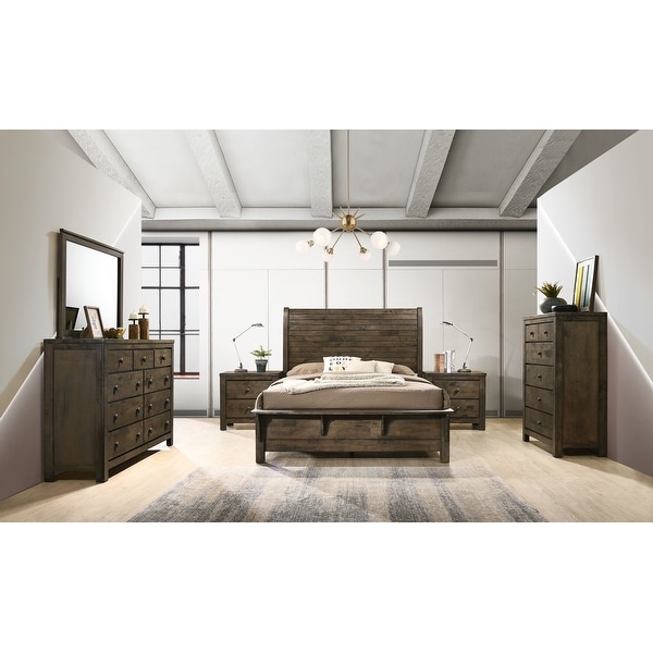 Roundhill Furniture Pavita Classic Grey Finish 6-piece Sleigh Bedroom Set - - 22725605