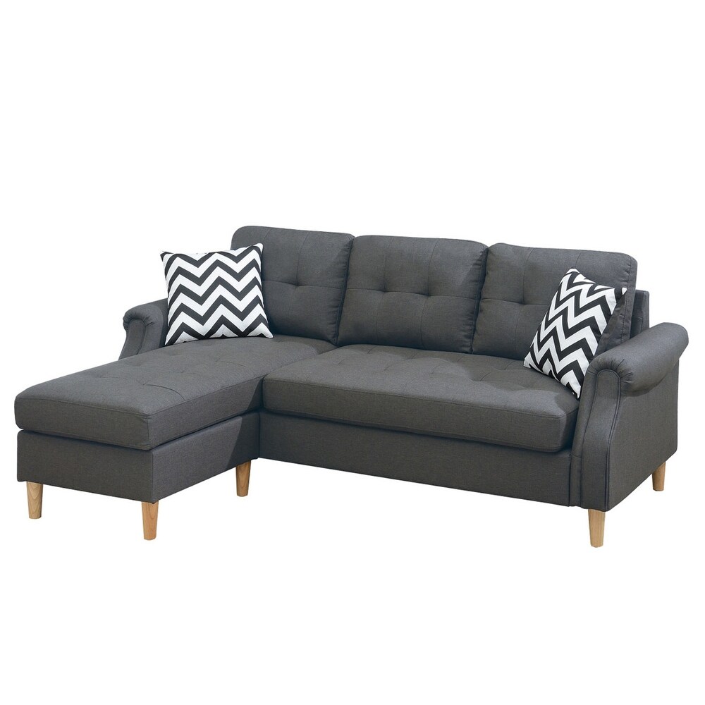 Poundex Reversible Sectional Set W/ 2 Accent Pillows