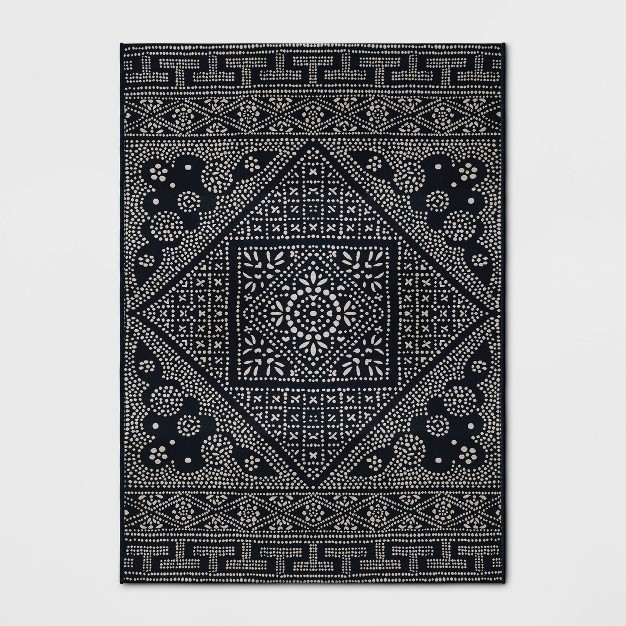 5 x27 X 7 x27 Medallion Outdoor Rug Navy