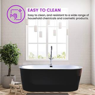 Vanity Art Cholet 67 in. Acrylic Flatbottom Freestanding Bathtub in Black and White VA6812-BL