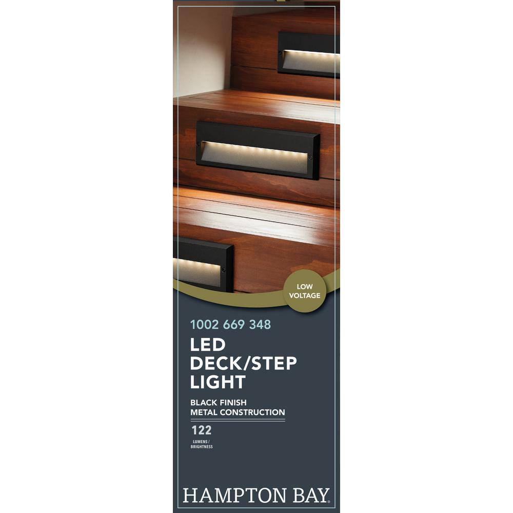 Hampton Bay 73-Lumen 10.6 in. Low Voltage Black Integrated LED Deck Light JAO2601L