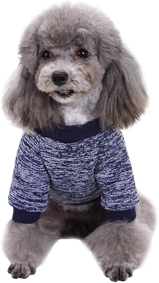 Pet Dog Clothes Dog Sweater Soft Thickening Warm Pup Dogs Shirt Winter Puppy Sweater For Dogs (navy Blue， S)