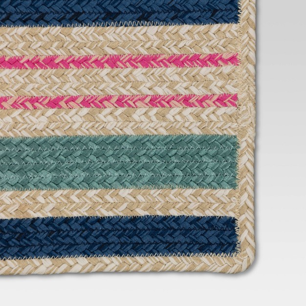 Striped Rectangular Braided Outdoor Rug