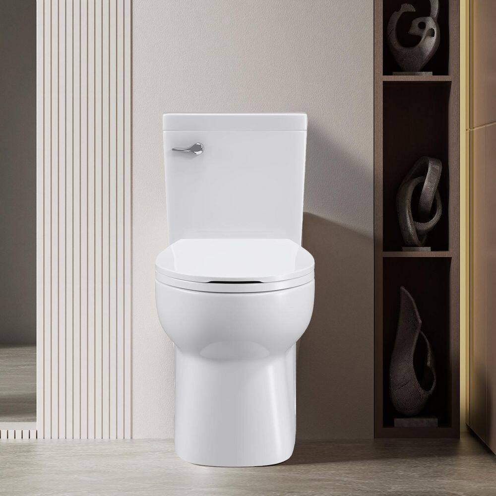 UPIKER Modern 12 in. Rough-In 1-piece 1.27 GPF Single Flush Elongated Toilet in White Seat Included UP2210TOW12335