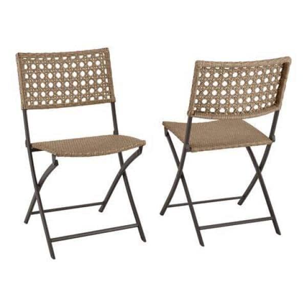 StyleWell Mix and Match Dark Taupe Folding Wicker Outdoor Dining Chair