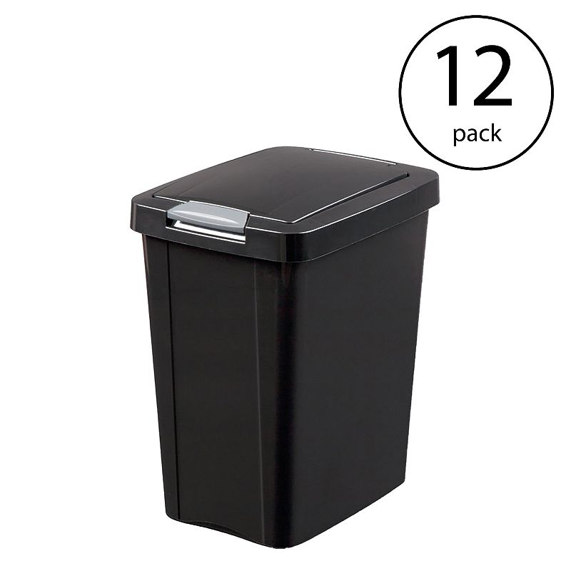 Sterilite 7.5 Gallon TouchTop Wastebasket with Titanium Latch， Black (12 Pack)