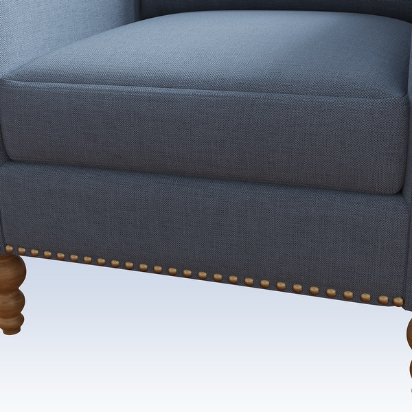 Modern Armchair Accent Chair with Bronze Nailhead Trim Wooden Legs