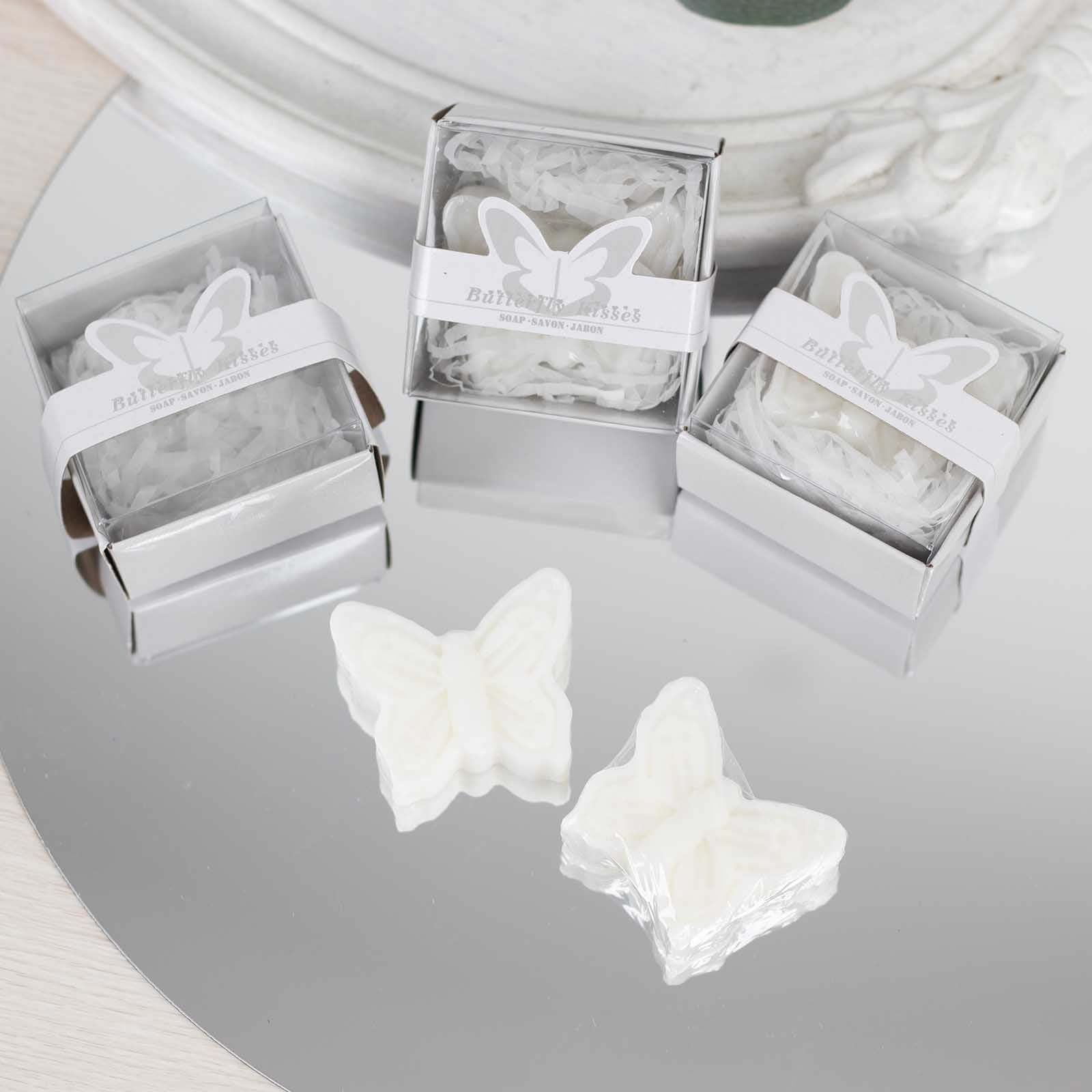 10 Pack White Butterfly Unscented Soap Party Favors with Gift Boxes, Pre-Packed Baby Shower Wedding Souvenirs - 2