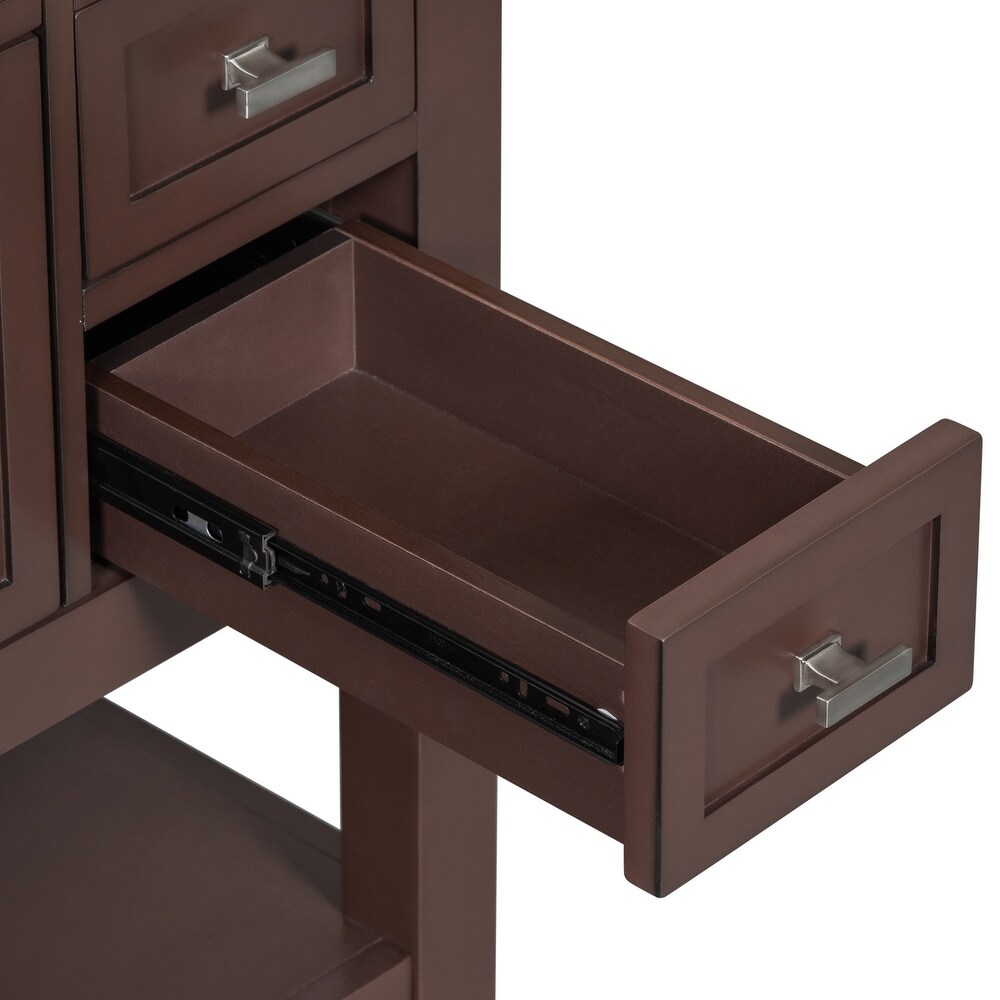 Versatile Storage Vanity Bathroom Sink Counter with 6 Drawers  Brown