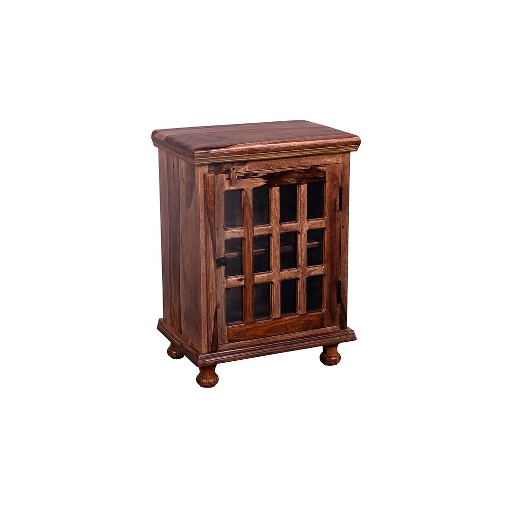 Porter Designs Taos Traditional Solid Sheesham Wood Cabinet  Brown