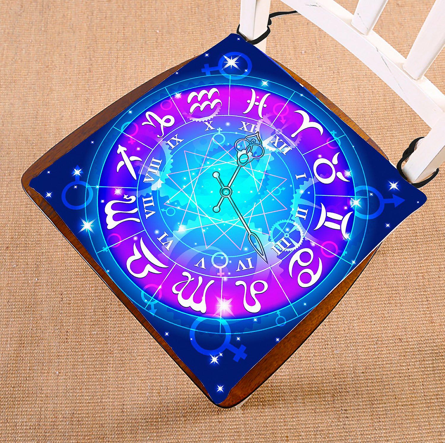 Astrology Chair Pad， Zodiac Circle In Space Seat Cushion Chair Cushion Floor Cushion 40x40 Cm