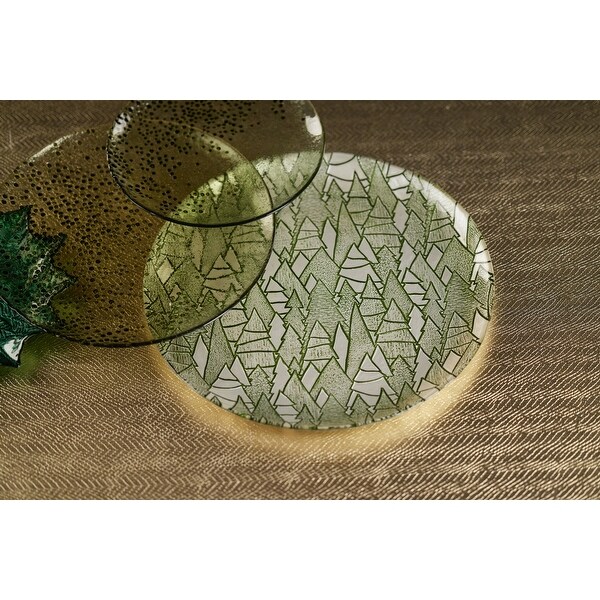 Hani 13 Alpine Tree Glass Platters，Set of 6