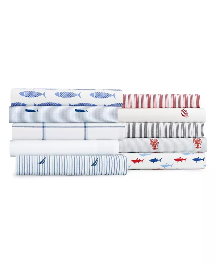 Nautica Audley Cotton Percale 3-Piece Sheet Set， Twin