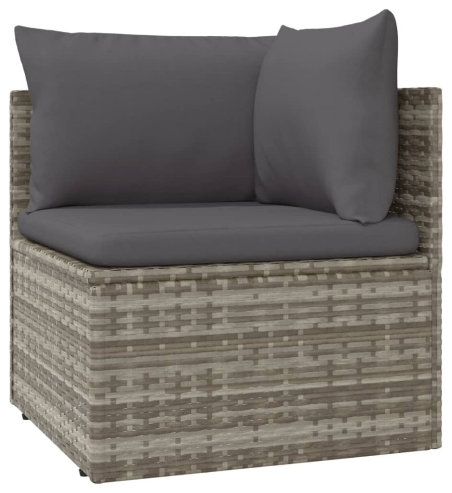 vidaXL Patio Furniture Set 11 Piece Patio Set with Cushions Gray Poly Rattan   Tropical   Outdoor Lounge Sets   by vidaXL LLC  Houzz