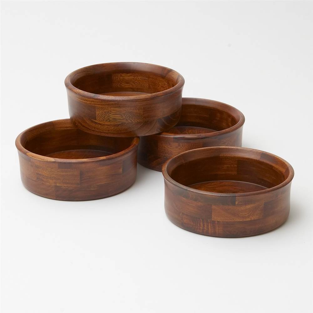 4 Pc Individual Cherry Finish Salad Bowl Set