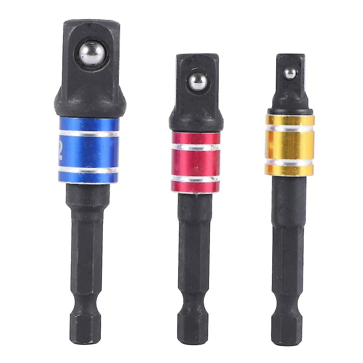 Impact Grade Driver Sockets Adapter Extension Set Drill Bit Right Angle Drill， 3pcs Socket Adapter