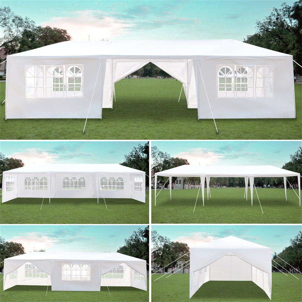 10'x30' 8 Sides Gazebo Canopy Outdoor Party Wedding Waterproof Tent， ZPL White Backyard Tent(Two Doors)