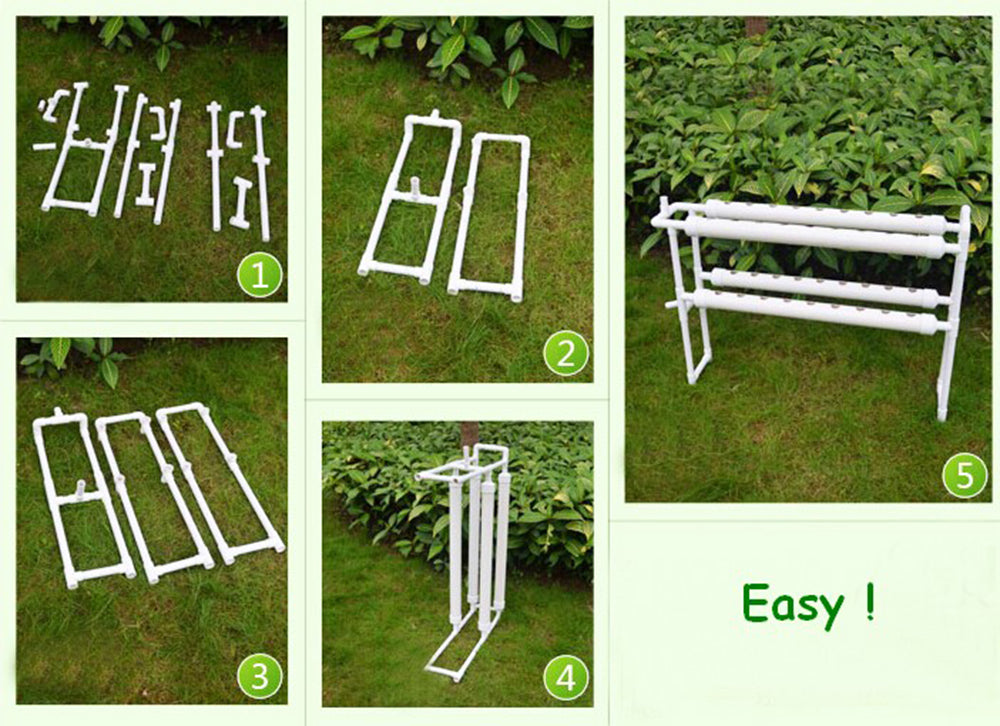 EQCOTWEA Hydroponic 36 Plant Site Grow Kit Pipeline Vegetable Planter PVC