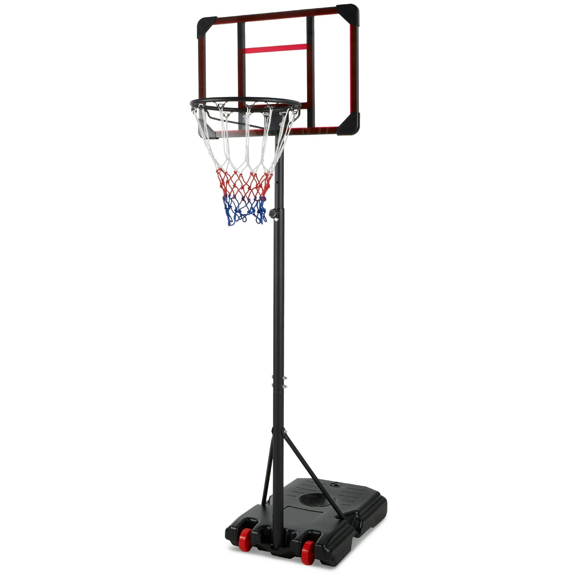 Amazingforless Version 2 Basketball Hoop For Kids with Clear Backboard - Portable / Height Adjustable (6.5ft - 8ft) Sports Backboard System Stand w/ Wheels Backyard Toy