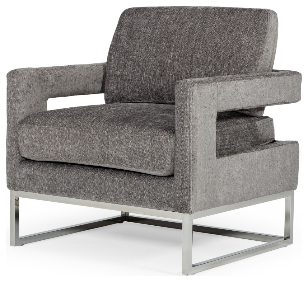 Modrest Edna Modern Dark Gray Fabric Accent Chair   Contemporary   Armchairs And Accent Chairs   by Vig Furniture Inc.  Houzz