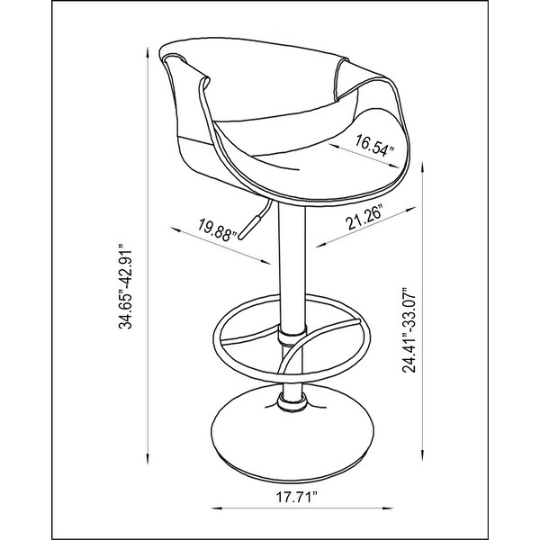 Somette Rounded Back Pneumatic Adjustable Stool with Dark Gray Faux Leather