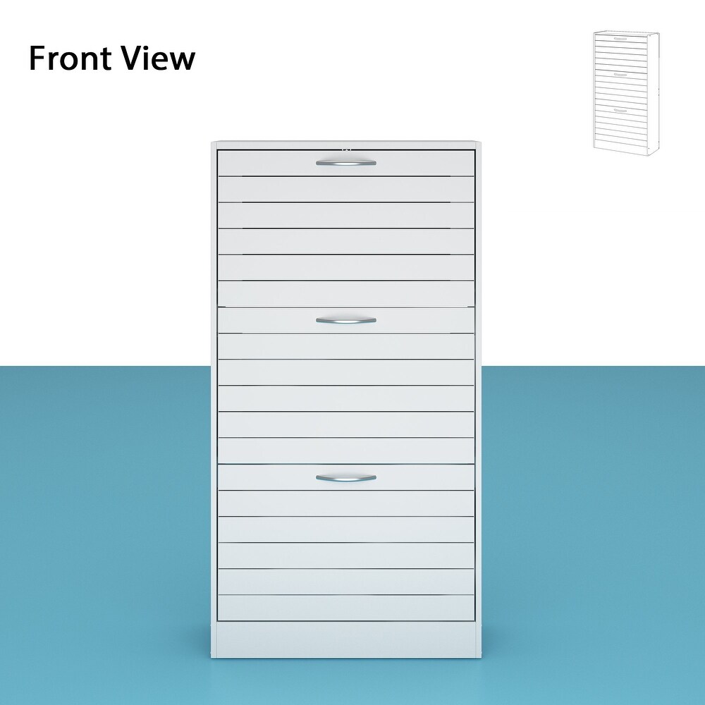 Shoe Cabinet Narrow Shoe Cabinet with 3 Flip Door Space Saving 3 Color