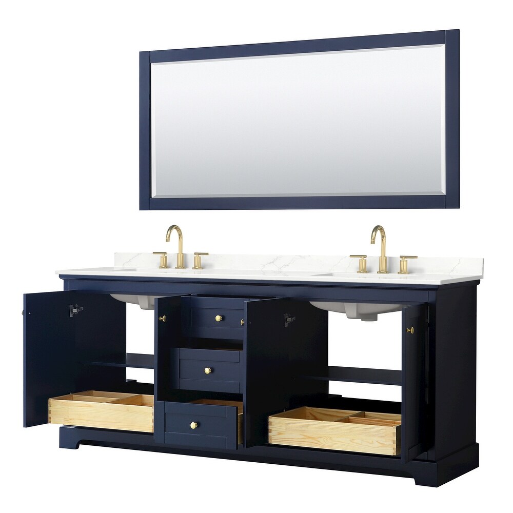 Avery 80 inch Double Vanity  Quartz Top  70 inch Mirror