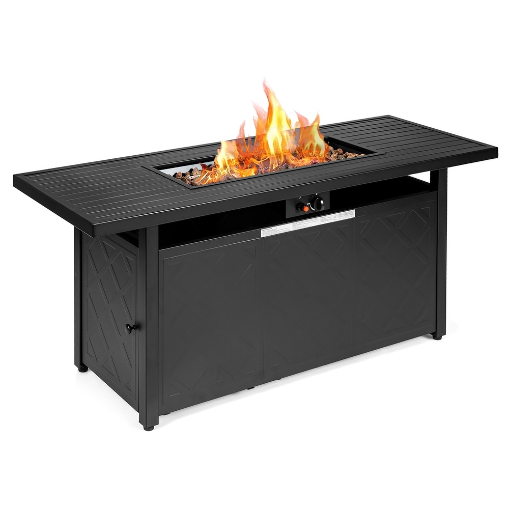 57'' Rectangular Propane Gas Fire Pit 50 000 Btu Heater Outdoor Table