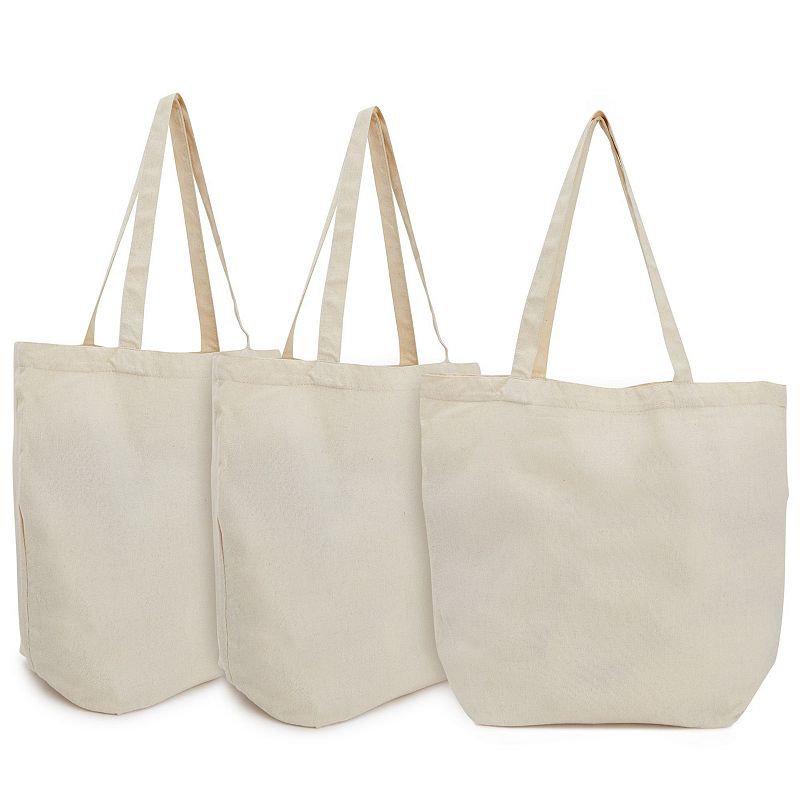 Reusable Canvas Grocery Bags， Non Woven Cloth Tote Bags with Handles for Shopping (16.5 x 19.5 In， 3 Pack)