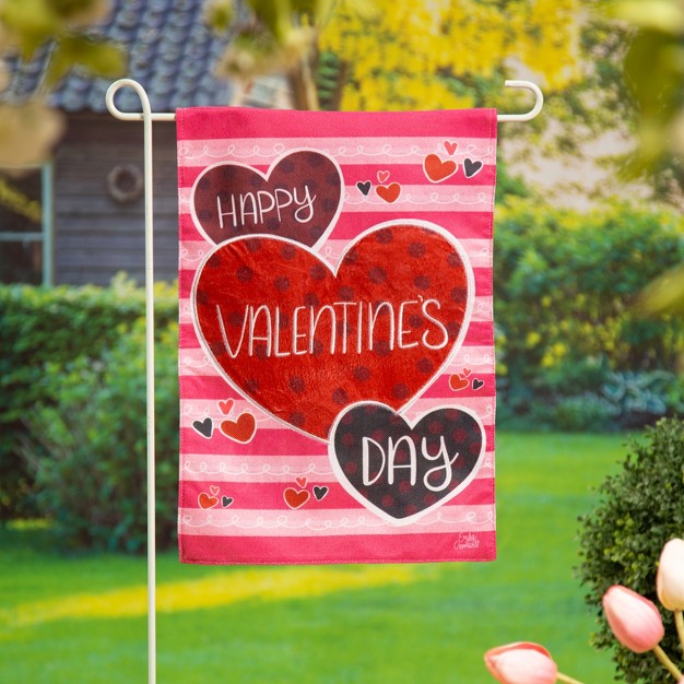 Happy Valentine x27 s Day Hearts Burlap Garden Flag