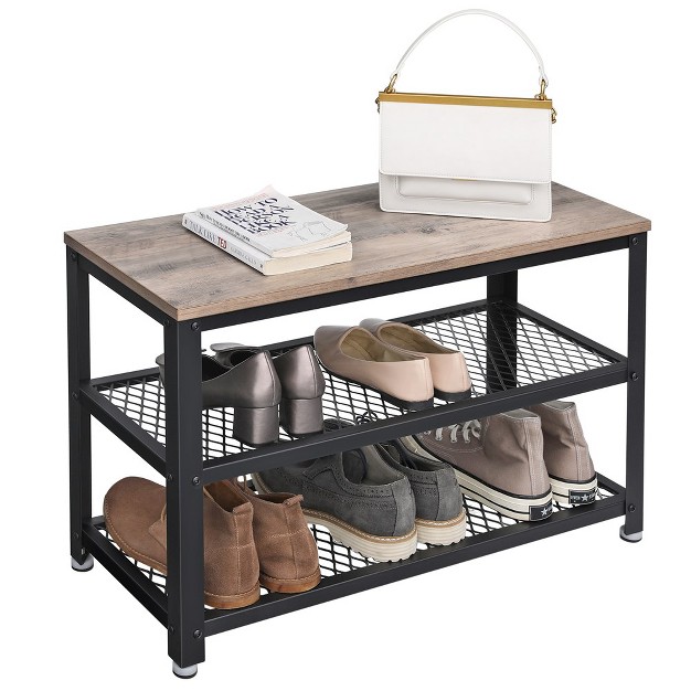 Vasagle 3 tier Rack Stylish Shoe Organizer And Storage Bench Greige And Black