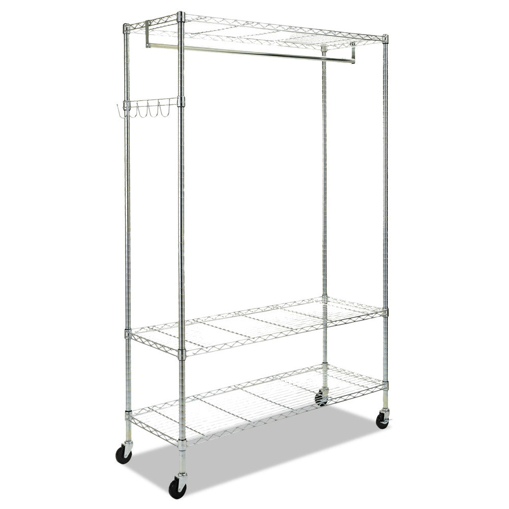 Alera ALEGR364818SR Wire Shelving Garment Rack， Coat Rack， Stand Alone Rack W/casters， Silver