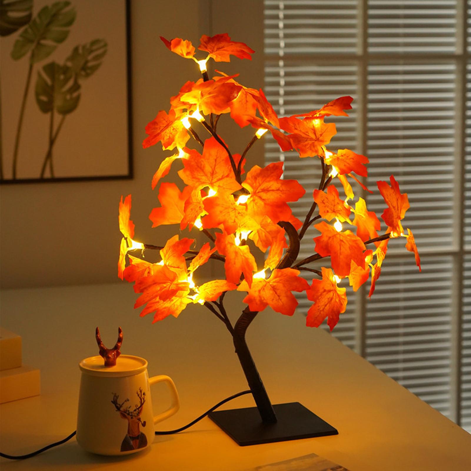 Iron Art Simulation Maple Leaves Lamp Usb Night Light Indoor Christmas Decoration Luminous Tree Lamp No.249398