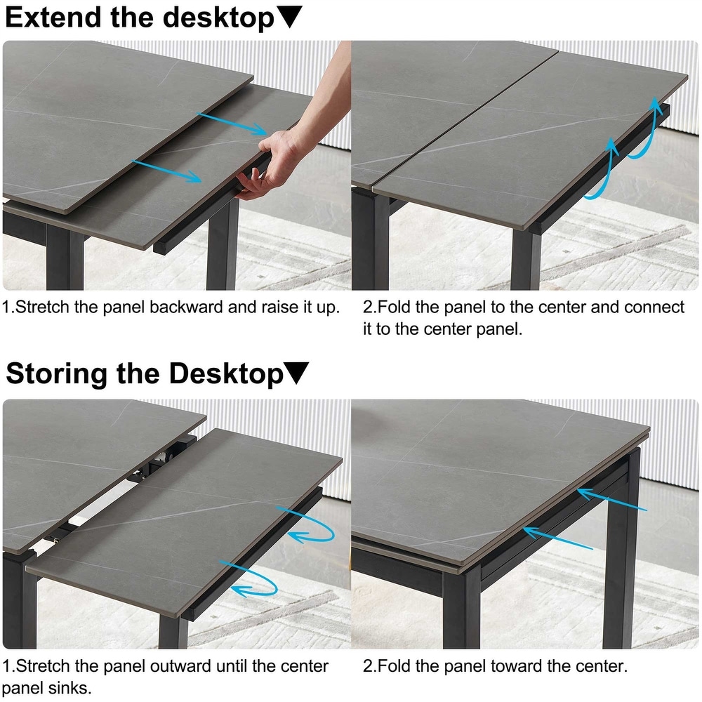 Modern Rectangular Expandable Dining Room Table