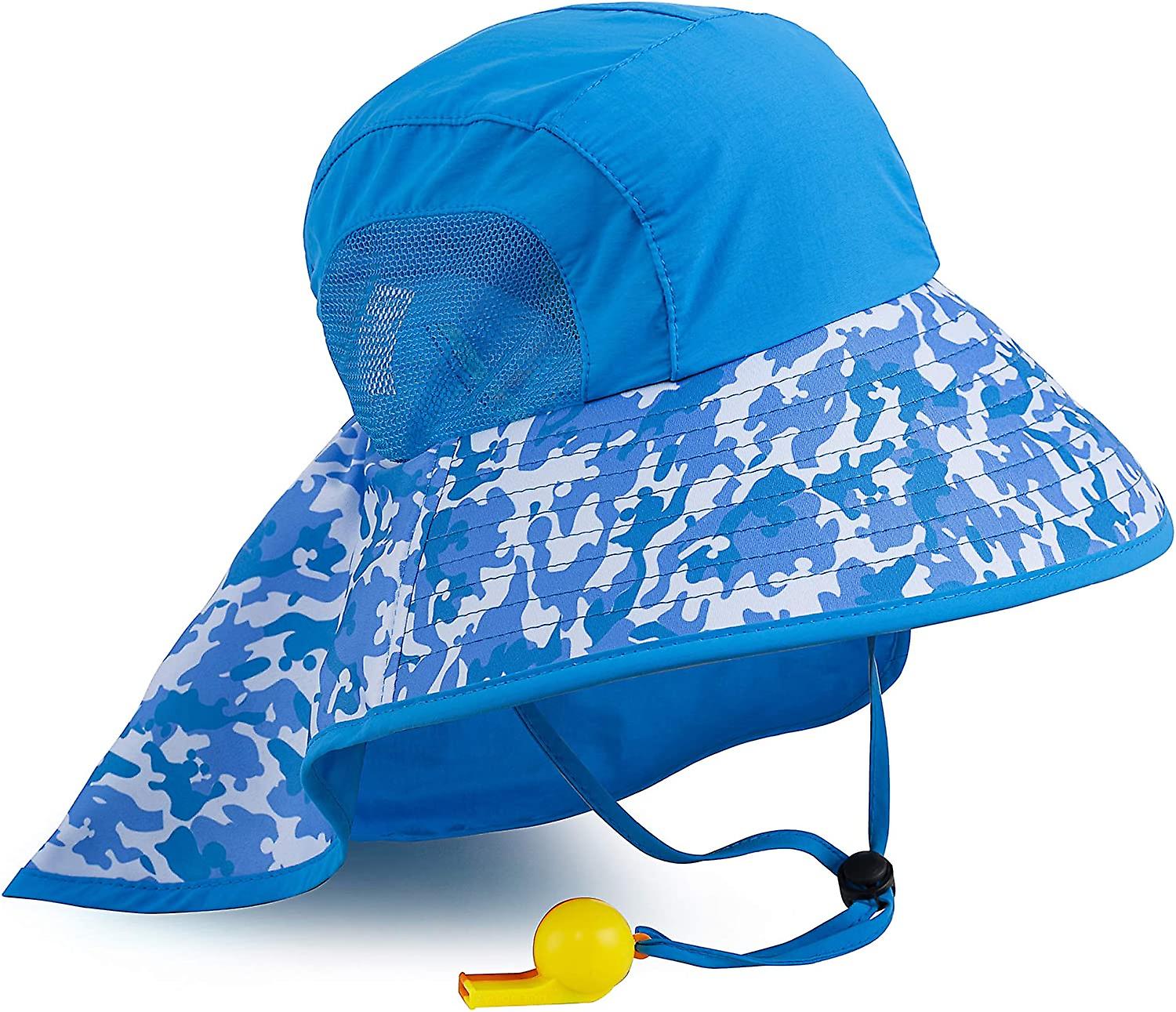 Kids Sun Hat Upf 50+ Boy Girl Protection Hat Wide Brim Beach Hats With Mesh And Adjustable Chin Strap