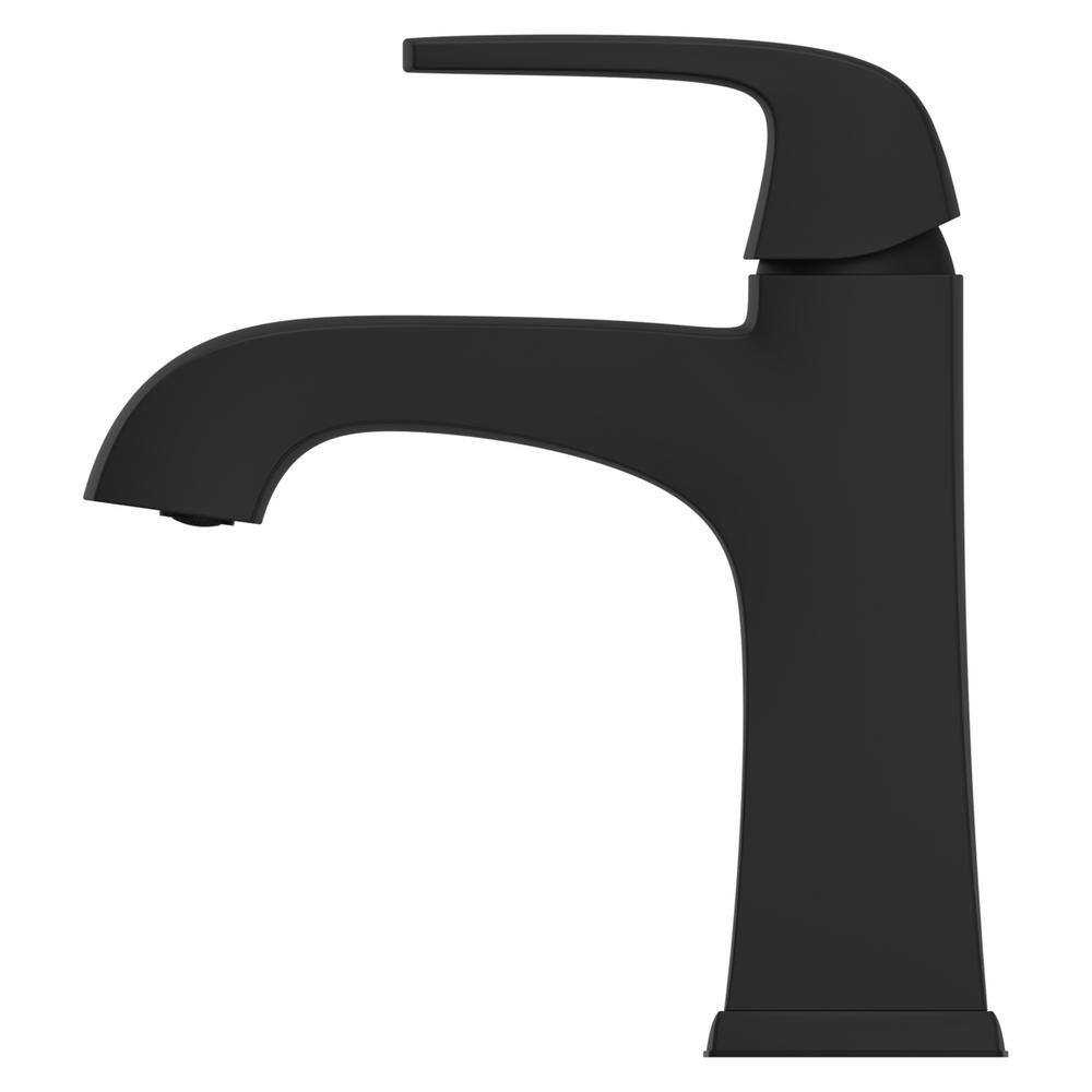 Pfister Bellance Single Handle Single Hole Bathroom Faucet with Drain Kit and Deckplate included in Matte Black LF-042-BLLB