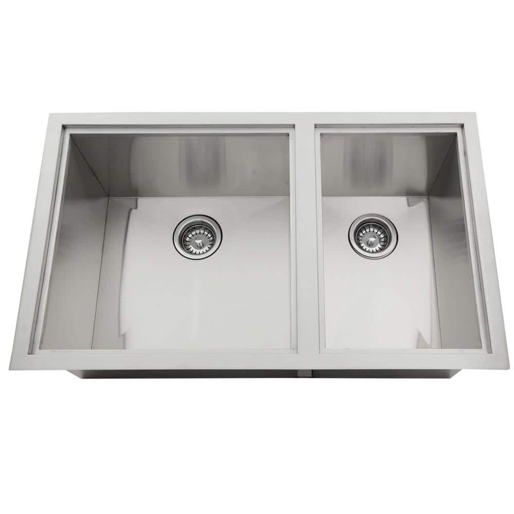 Sunstone Over/Under 34 in. x 12 in. Height Double Basin Sink with Covers B-SK34