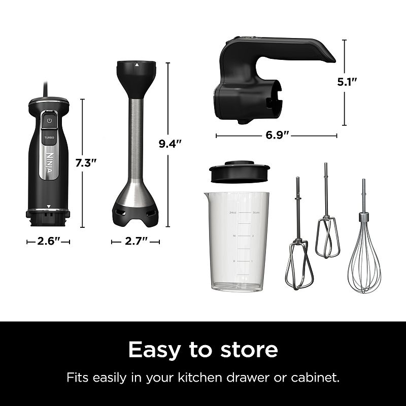 Ninja Foodi Power Mixer System Hand Blender and Hand Mixer Combo with 3 Cup Blending Vessel (CI101)