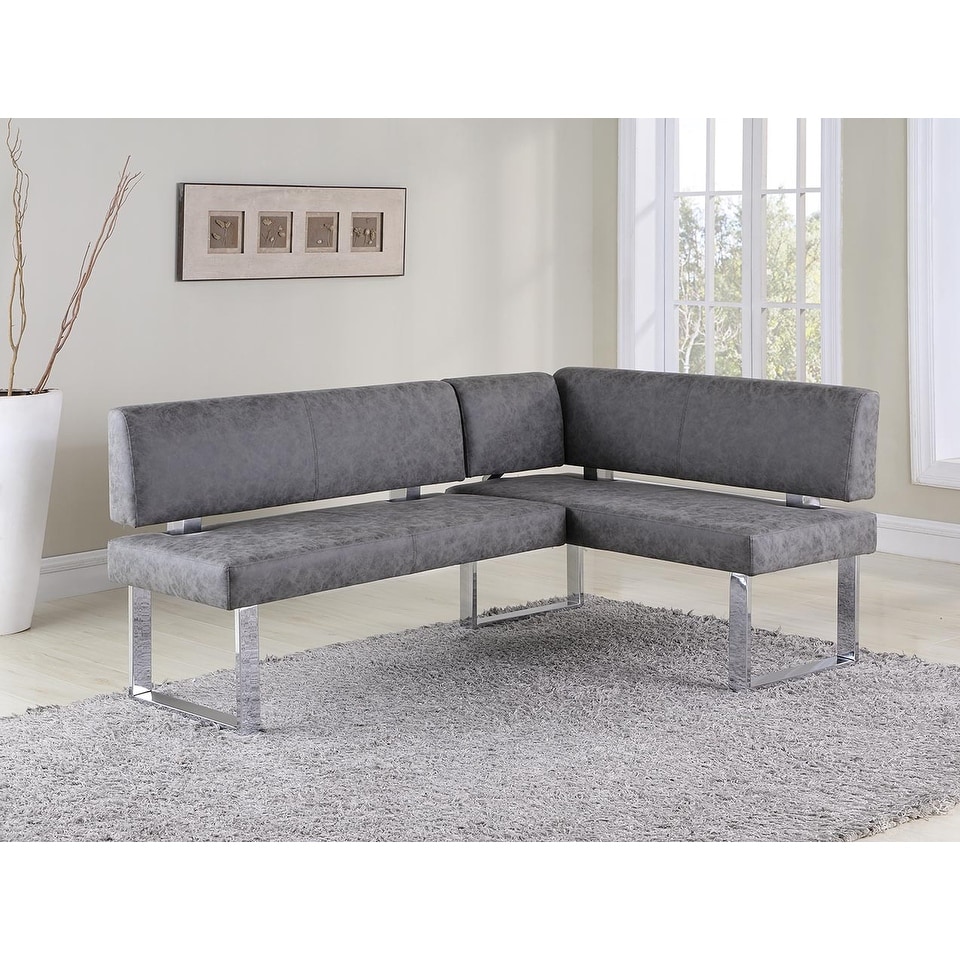 Somette Gene Dark Grey Reversible Dining Nook   48.81 X 71.25 X 33.46