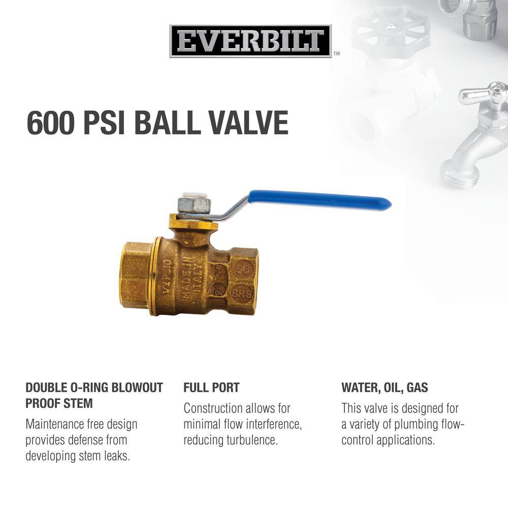 Everbilt 12 in. Brass FPT Full Port Threaded Ball Valve 107-403EB