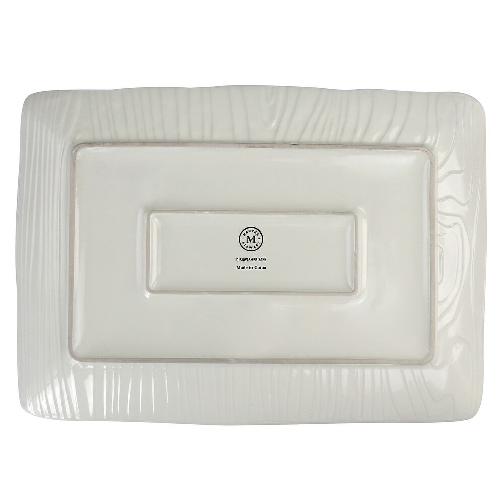 Martha Stewart 14in Stoneware Wood Pattern Serving Plate