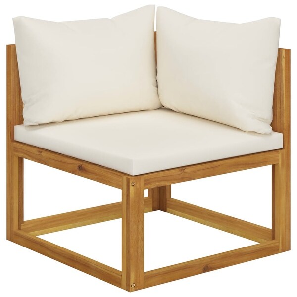 10 Piece Patio Lounge Set with Cushion Cream Solid Acacia Wood