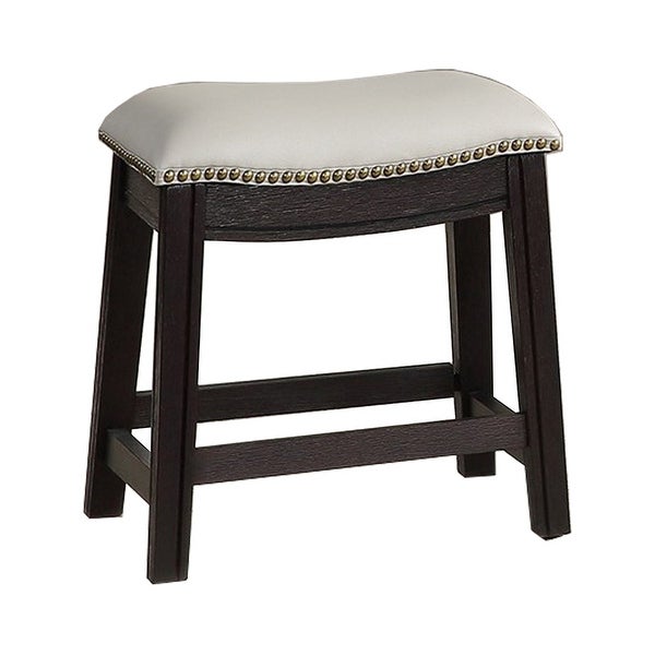 Curved Leatherette Stool with Nailhead Trim， Set of 2 - 18 H x 13.8 W x 18 L Inches