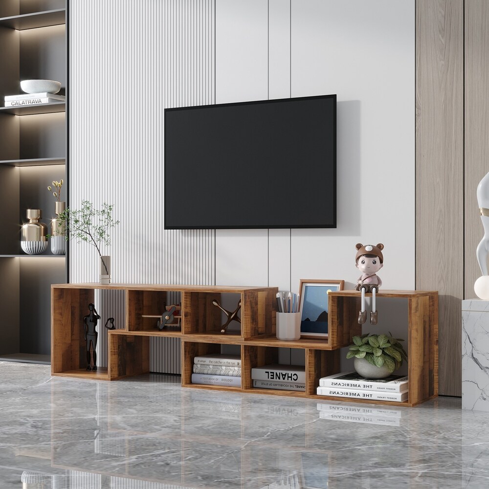 Double L Shaped TV Stand  Bookcase  Extendable   Twistable TV Cabinet