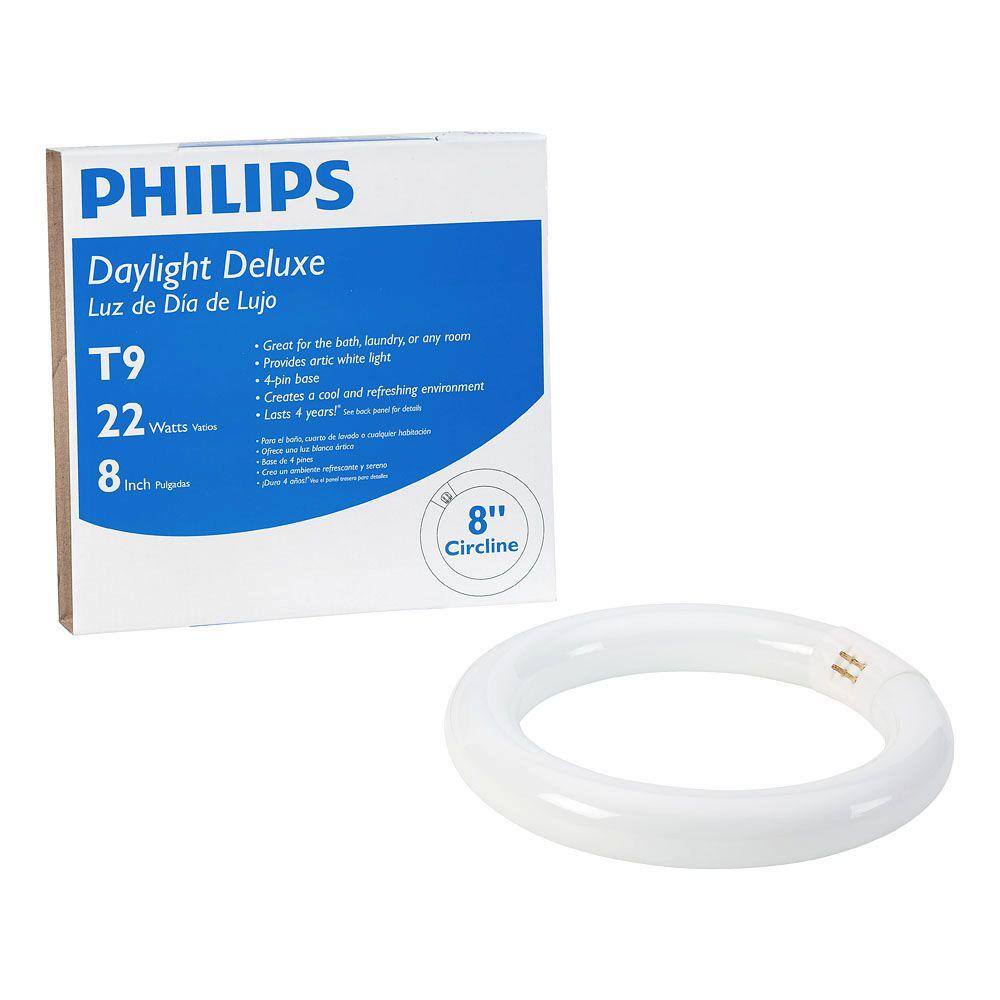 Philips 22-Watt 8 in. Linear T9 Fluorescent Tube Light Bulb Daylight Deluxe (6500K) Circline (1-Pack) 392357