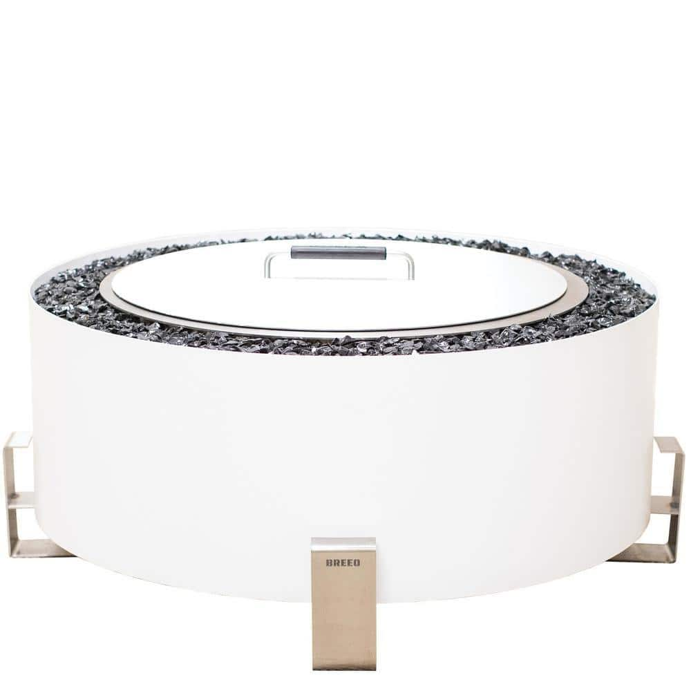 Breeo Luxeve White River with Black Glass Outdoor Smokeless Fire Pit BR-LE24-WRBL