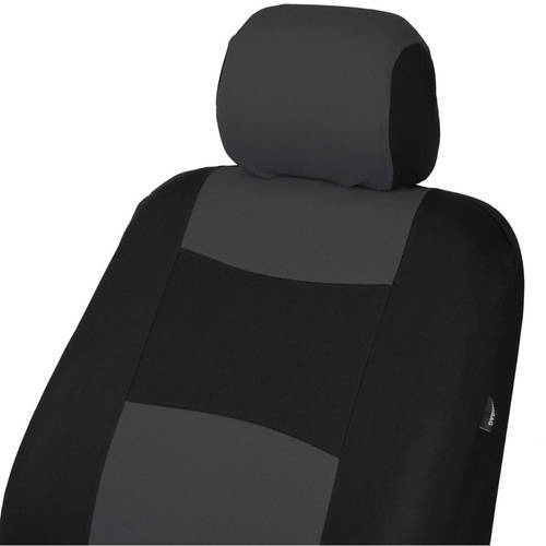 BDK Car Seat Covers Polyester Cloth 2 Front and Integrated Headreasts Bench， High Back Rear 9pc