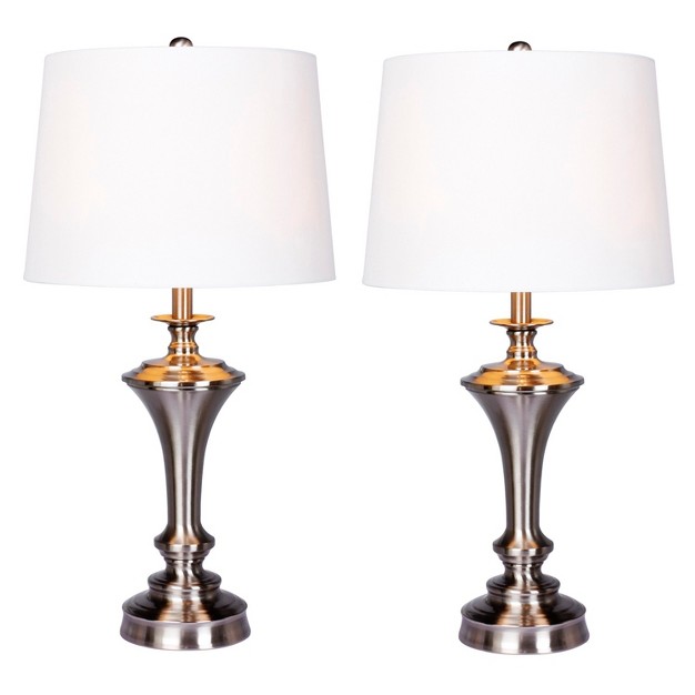 Pedestal Base Metal Table Lamps Steel white Fangio Lighting