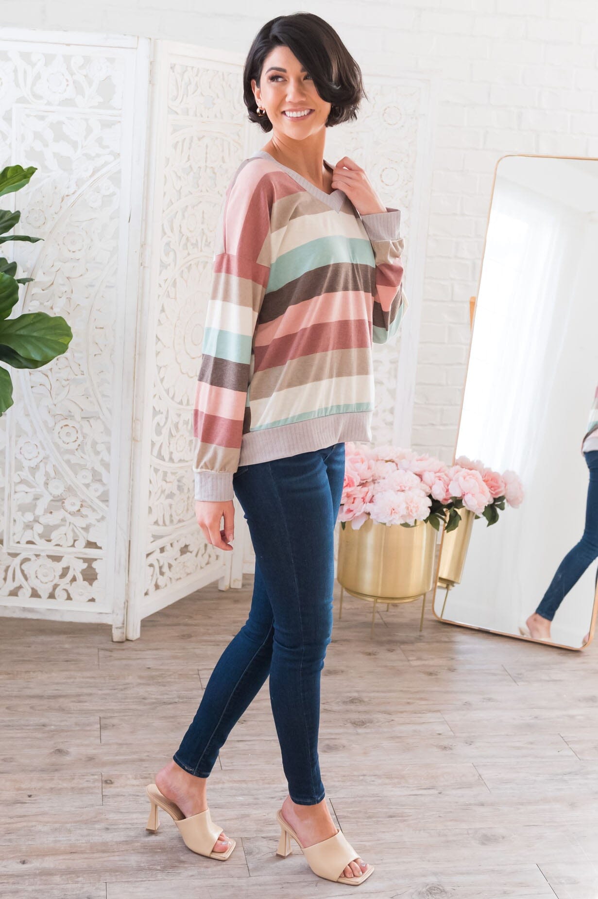 Full Of Hope Modest Striped Top