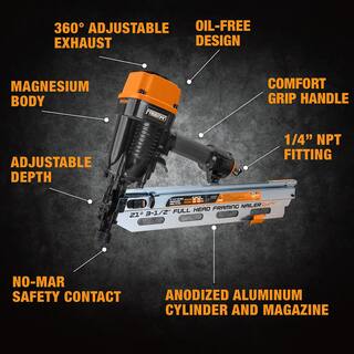 Freeman Pneumatic 21-Degree 3-12 in. Framing Nailer with Case PFR2190